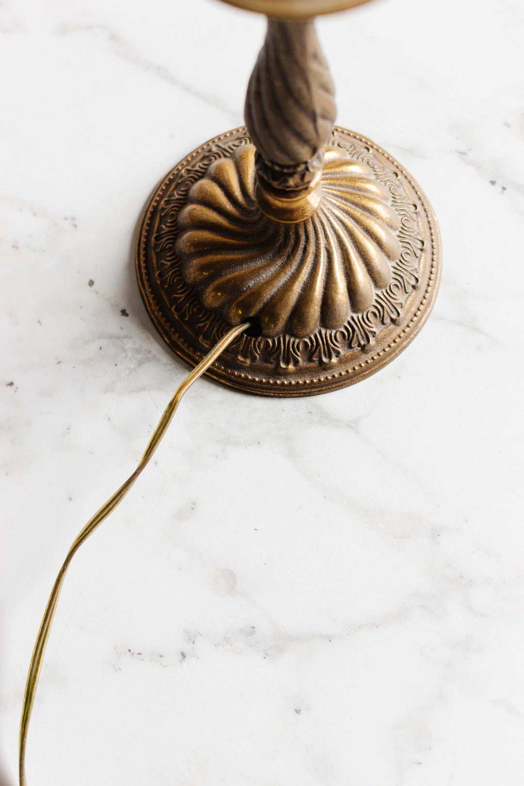 antique french cast brass lamp