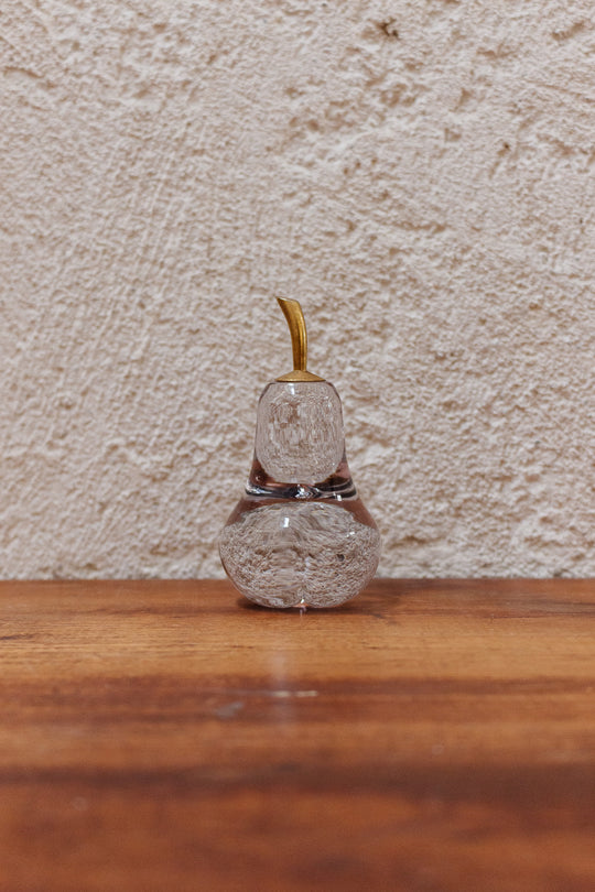vintage french crystal pear shaped paperweight with stem