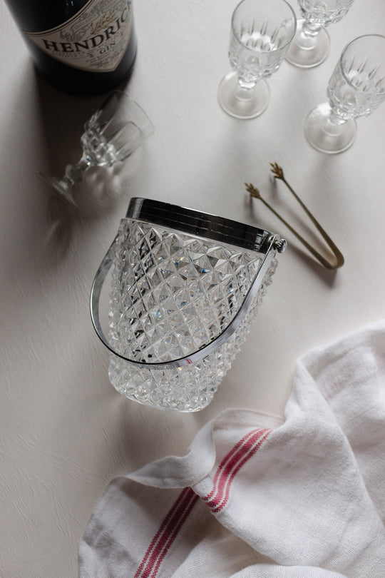 vintage french heavy cut glass ice bucket