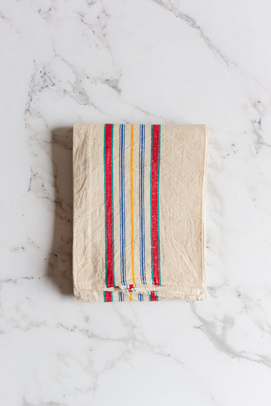 antique french striped torchon