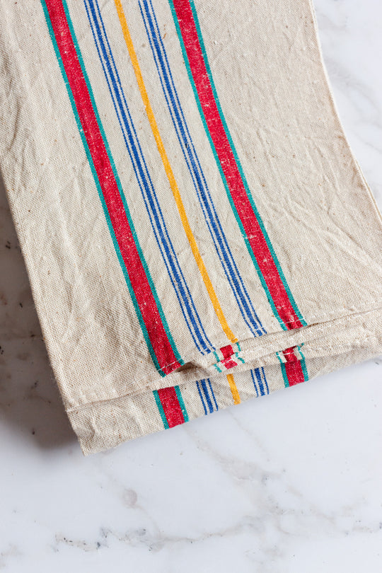 antique french striped torchon