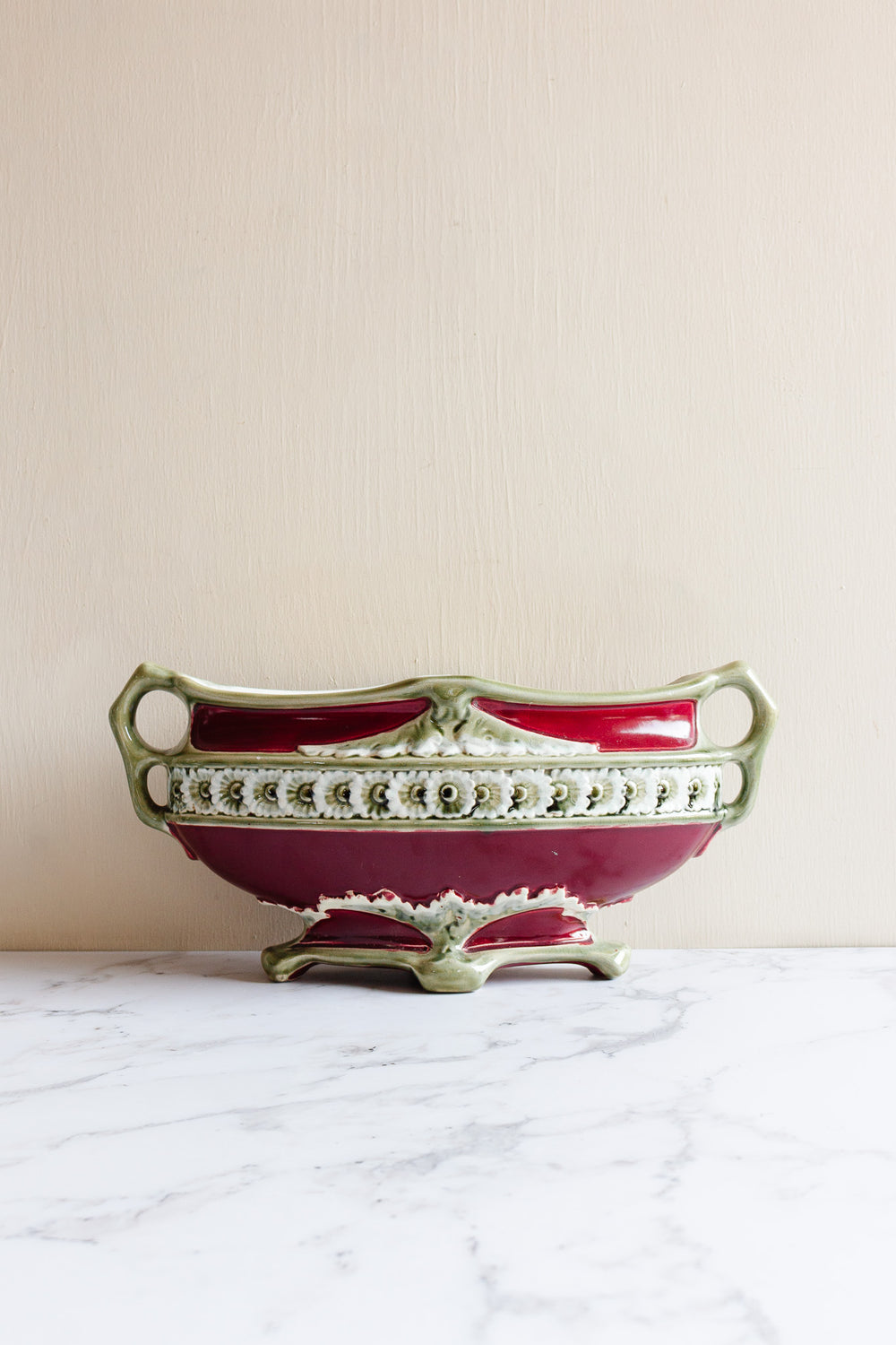 turn of the century french Five Lilles majolica art deco jardinière