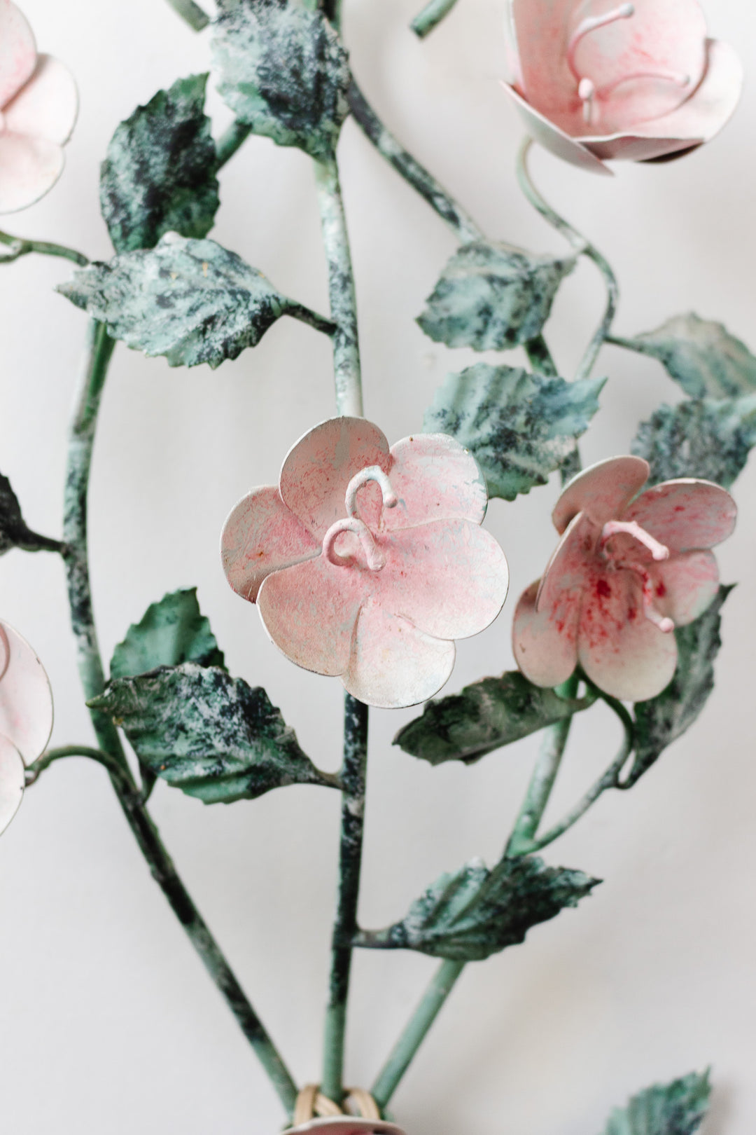 large vintage italian tole wall sconce with roses