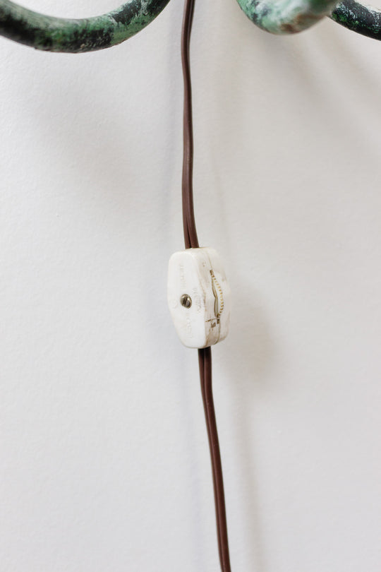 large vintage italian tole wall sconce with roses