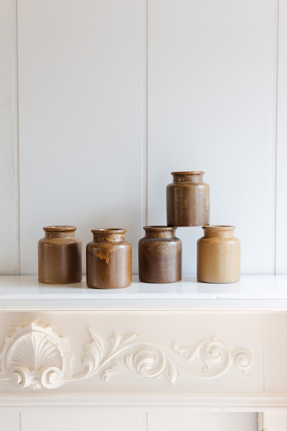 vintage french brown mustard jar