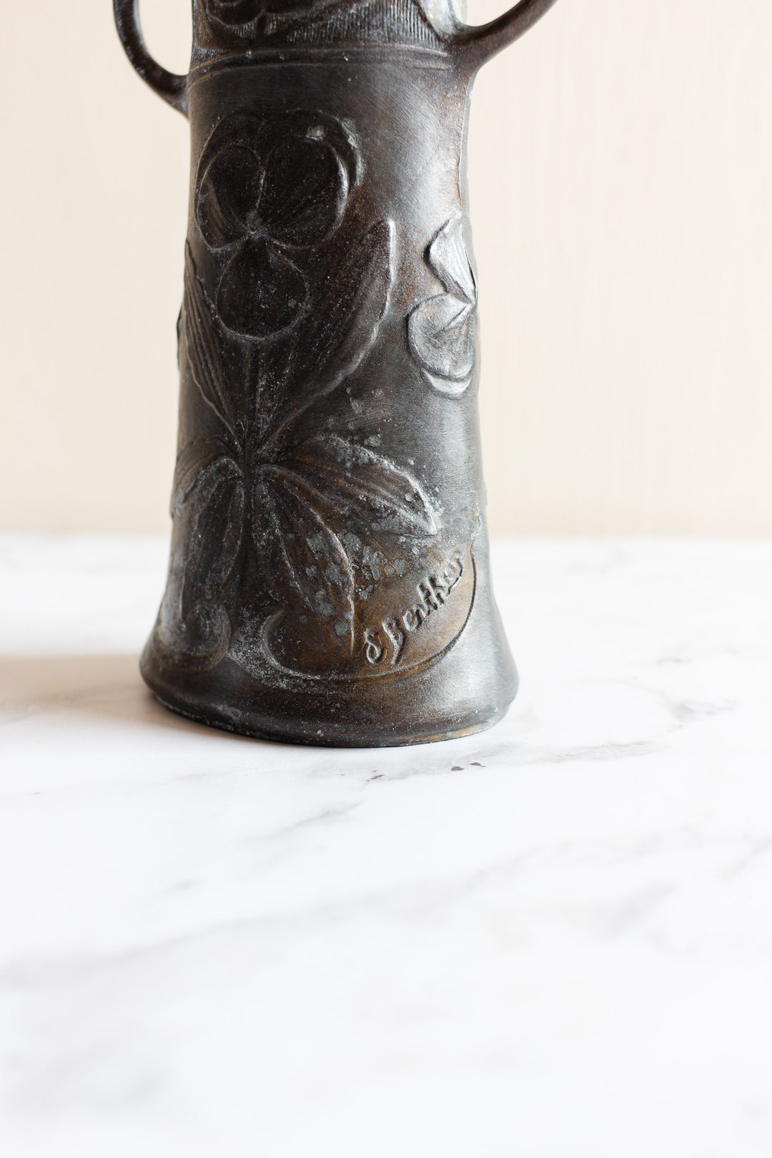 turn of the century French Ettlinger Frères pewter art nouveau vase