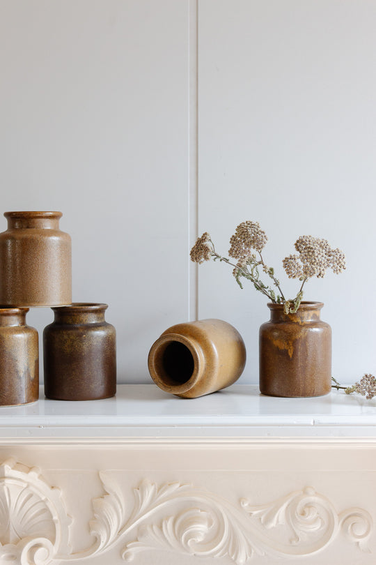 vintage french brown mustard jar