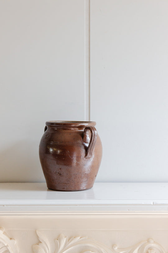 antique french stoneware "12" pot