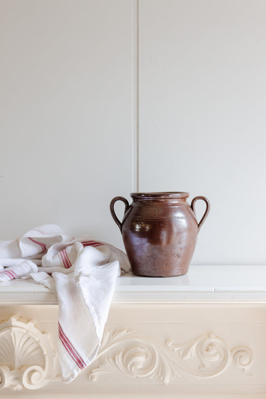 antique french stoneware "12" pot