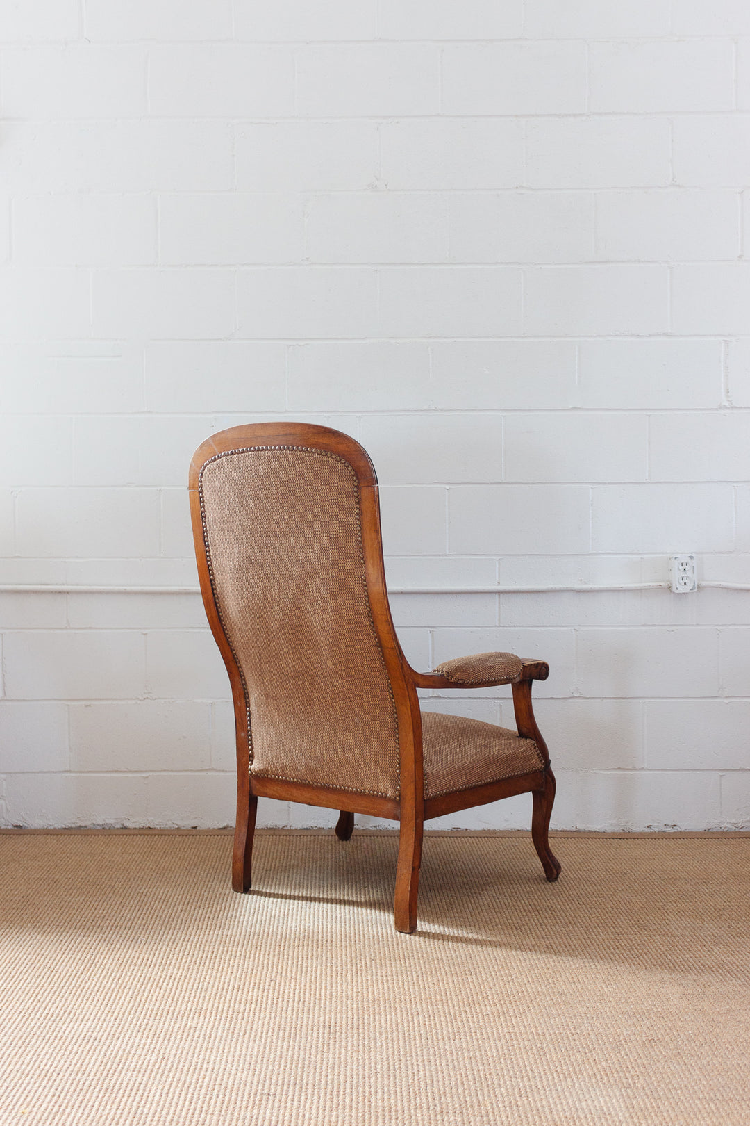 antique french carved walnut louis philippe fauteuil