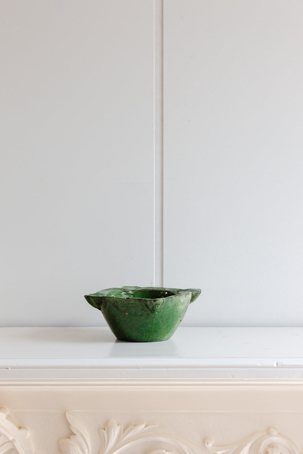 vintage french Provençal painted stoneware mortar