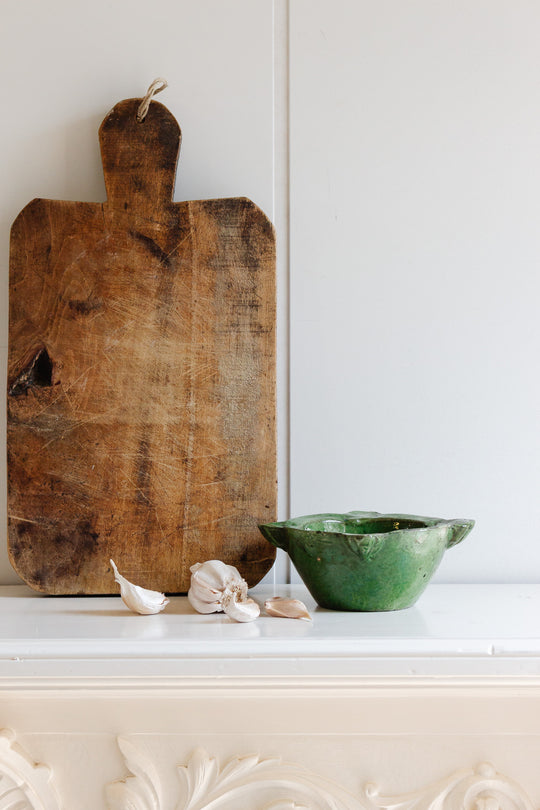 vintage french Provençal painted stoneware mortar