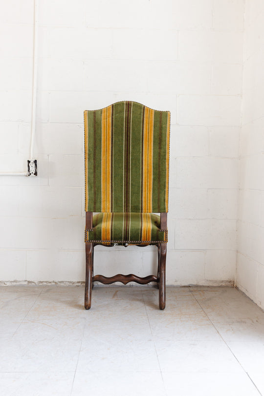 19th century French os de mouton walnut and velvet chair