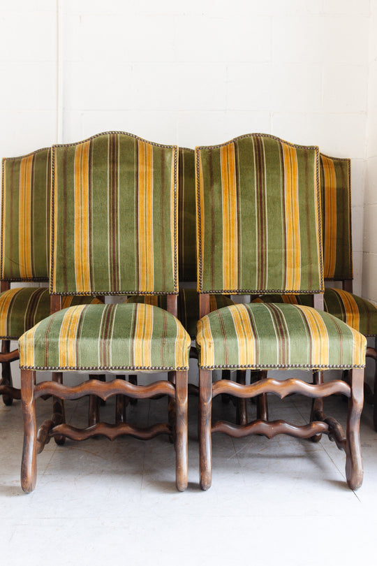 19th century French os de mouton walnut and velvet chair