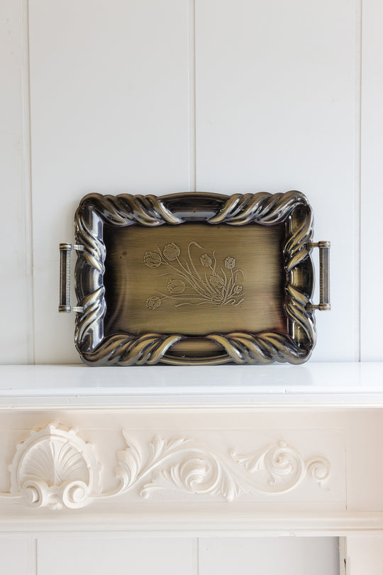 vintage french floral embossed serving tray
