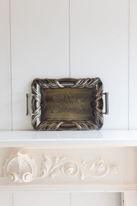vintage french floral embossed serving tray