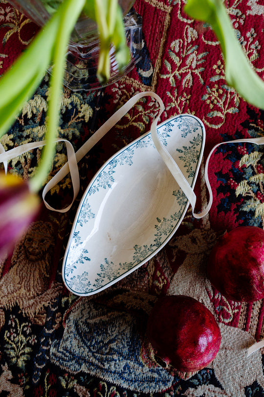 antique french green digoin sarreguemines transferware ravier