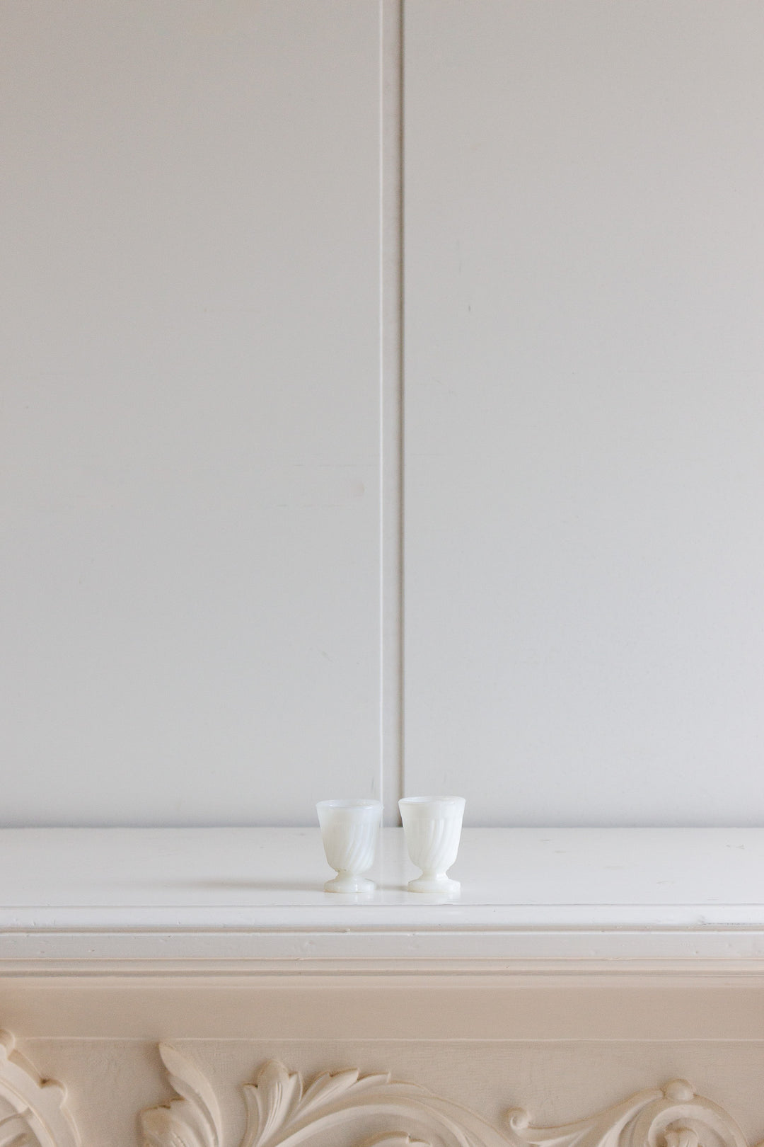 pair of vintage french milk glass cups