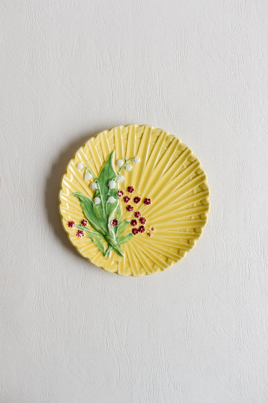 1950s schramberg majolica dessert plates, set of 6 (+1 spare)