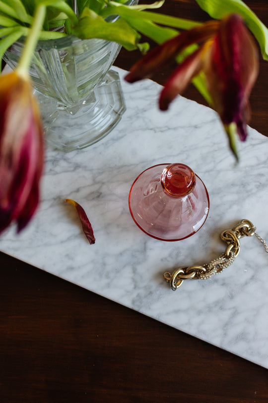 1920s art deco french blush pink petite decanter