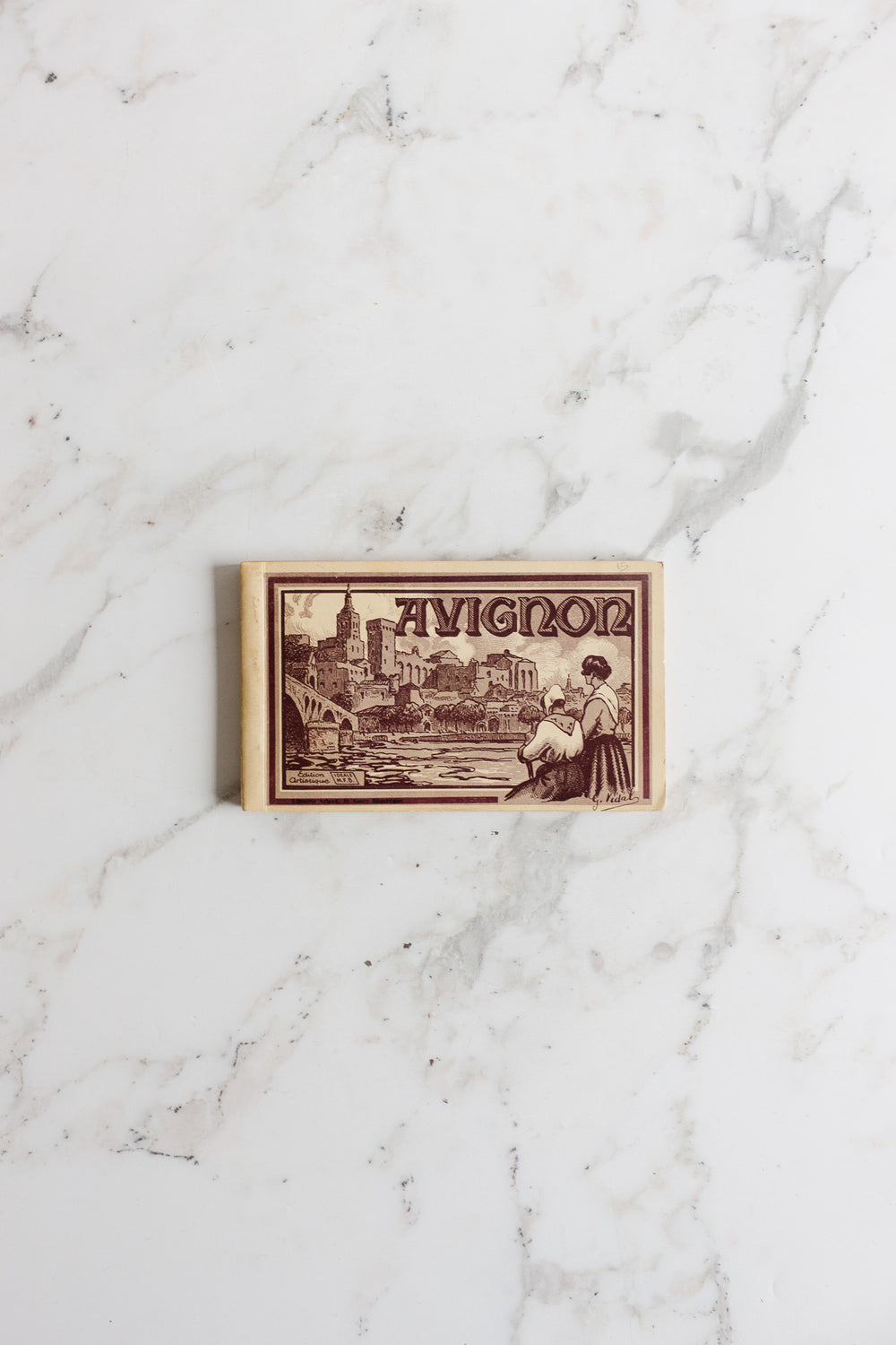 antique french 1930s Avignon postcard book