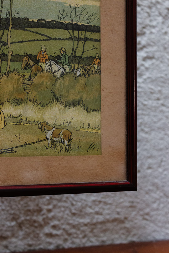 vintage french fox hunting lithograph pair by Harry Eliott