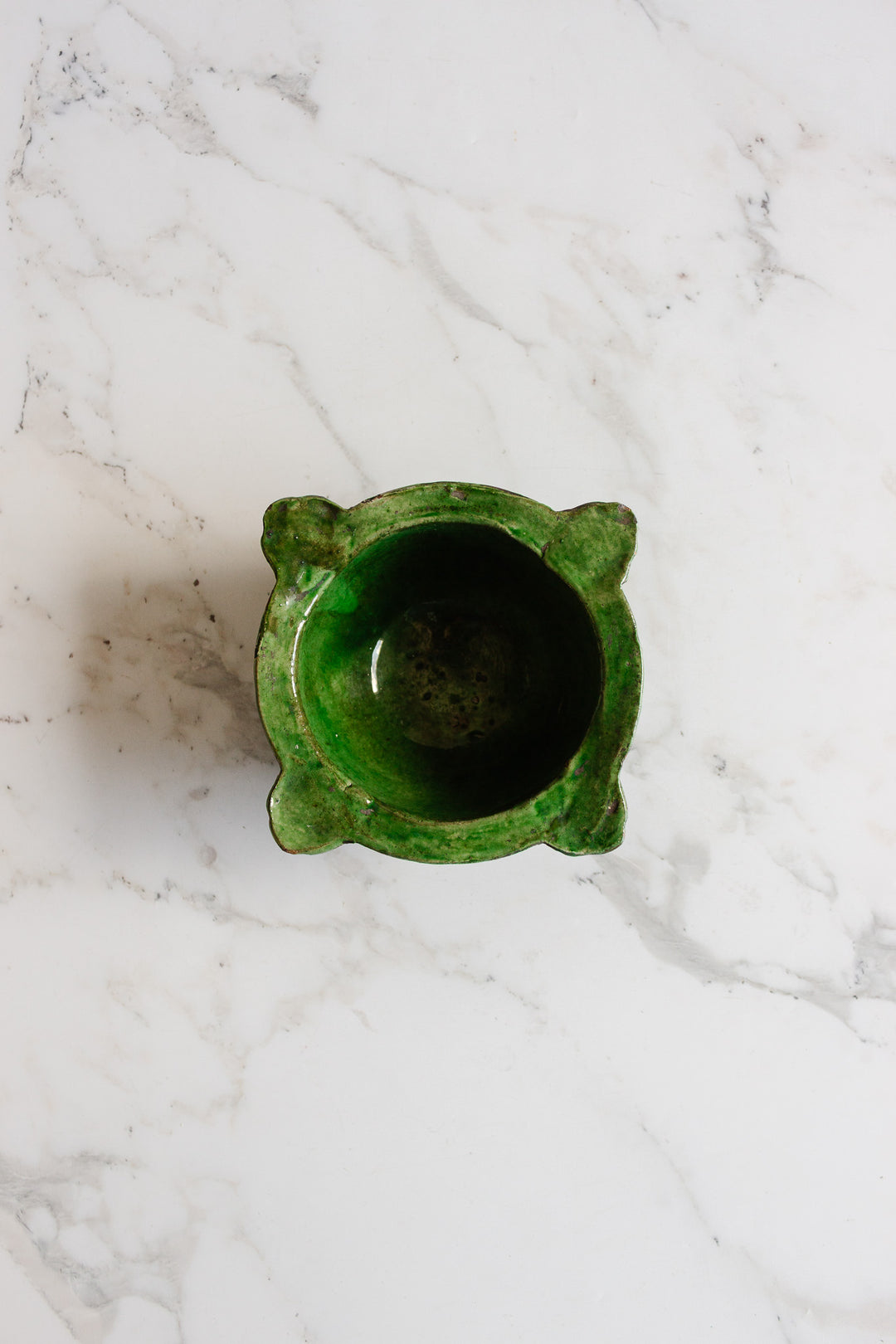 vintage french Provençal painted stoneware mortar