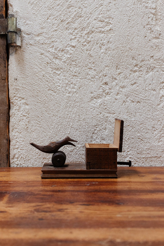 midcentury french wood carved novelty cigarette box