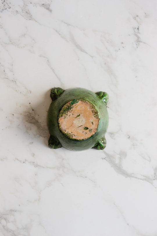 vintage french Provençal painted stoneware mortar