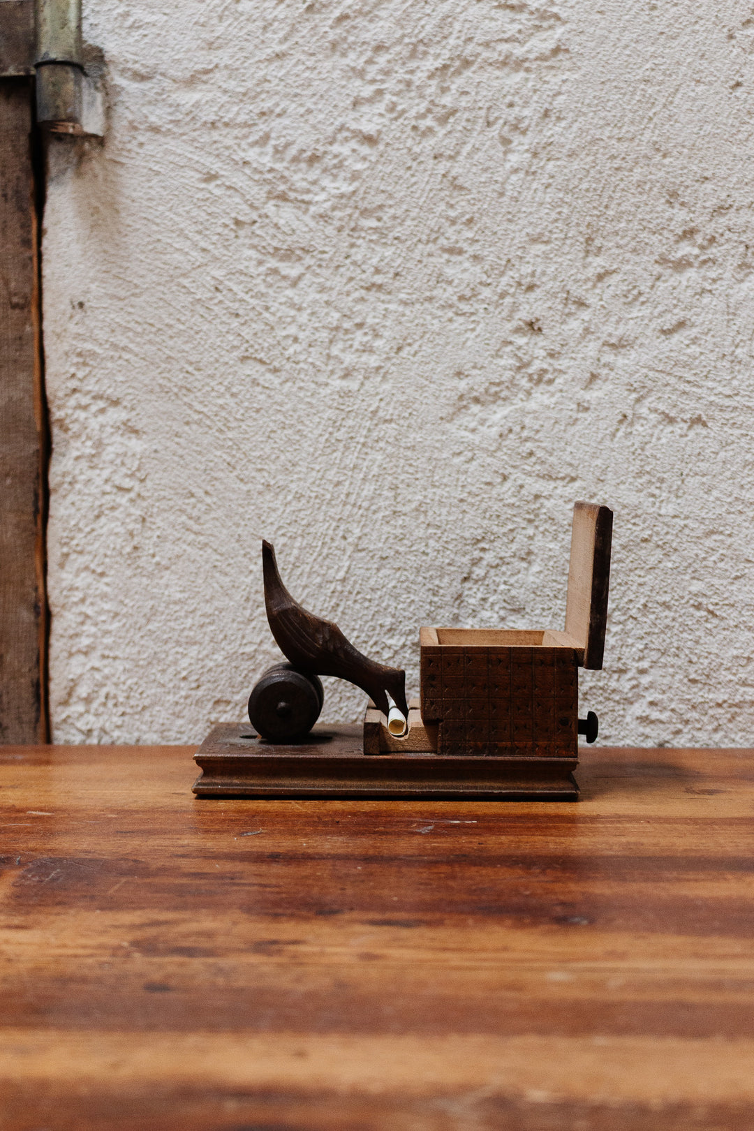 midcentury french wood carved novelty cigarette box