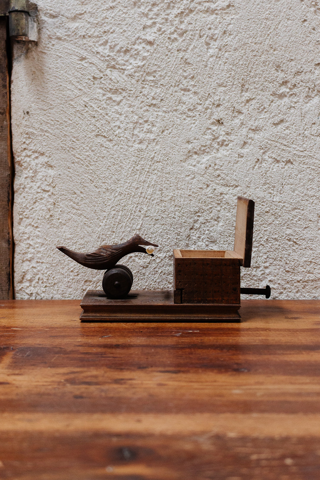 midcentury french wood carved novelty cigarette box