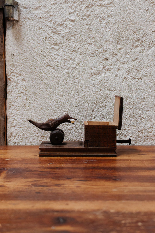 midcentury french wood carved novelty cigarette box