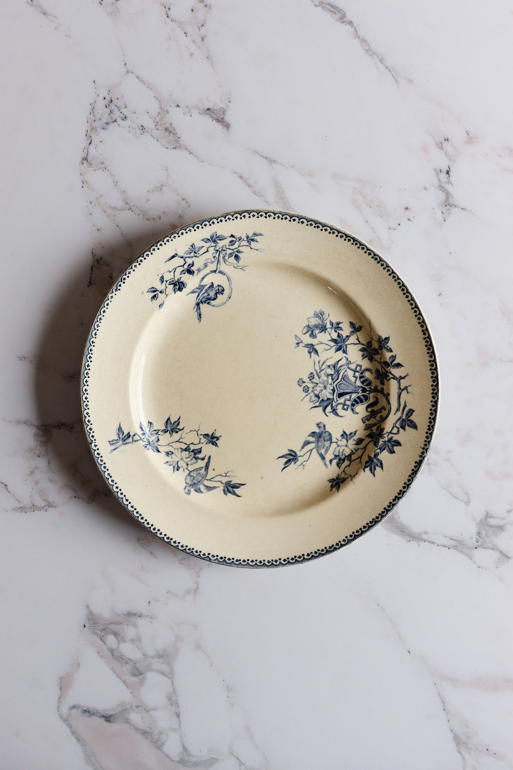 rare antique French Creil Montereau transferware serving platter