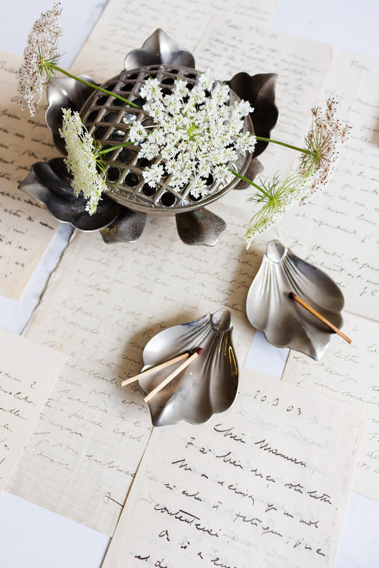 vintage french brass cigarette holder with removable petals