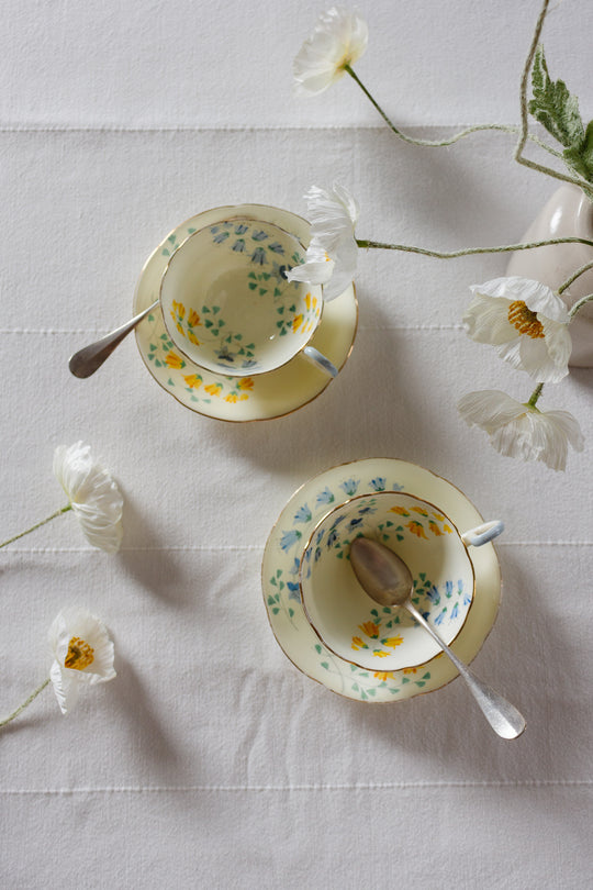 set of 2 floral antique Grafton teacups