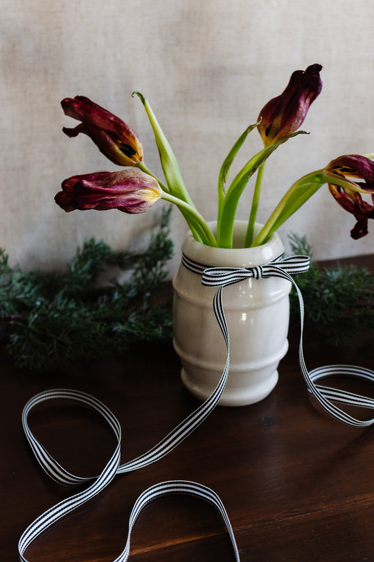 vintage french alabaster barrel vase