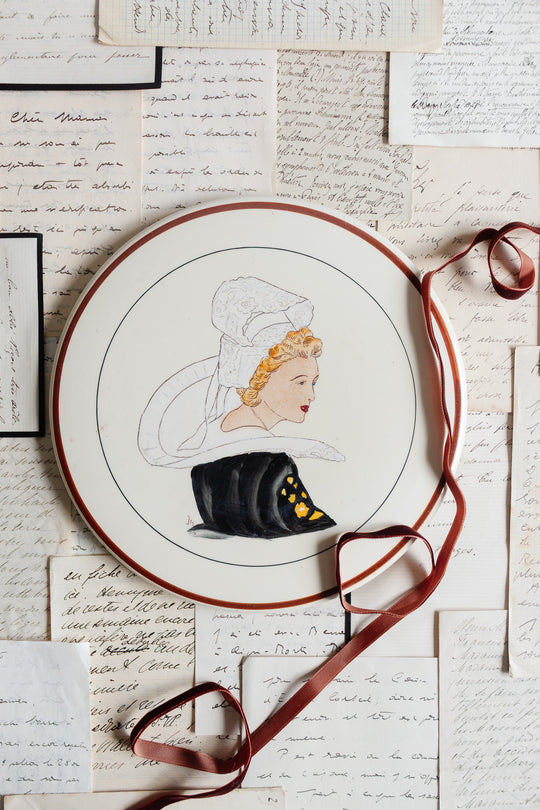 vintage french breton faience cake plate par Ty Breiz