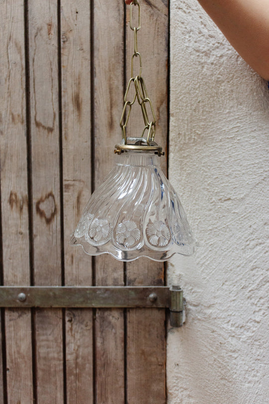 antique french pressed glass pendant light
