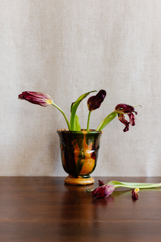 vintage french anduze style glazed terracotta vessel