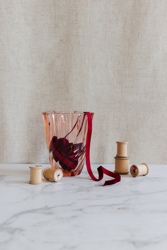 midcentury french pink swirled glass vase