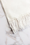 1940s French cotton damask fringed towel