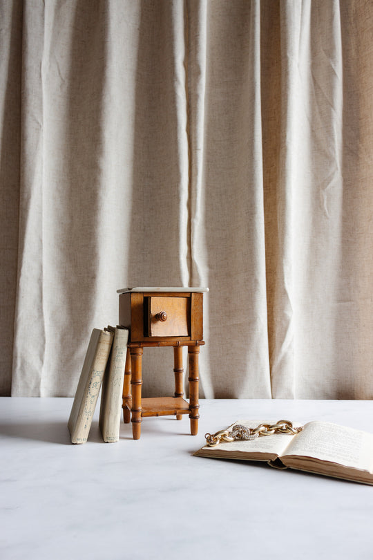 turn of the century French salesman sample faux bamboo chevet with marble top