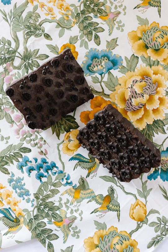 set of 1850s french “indienne” carved wood printing blocks