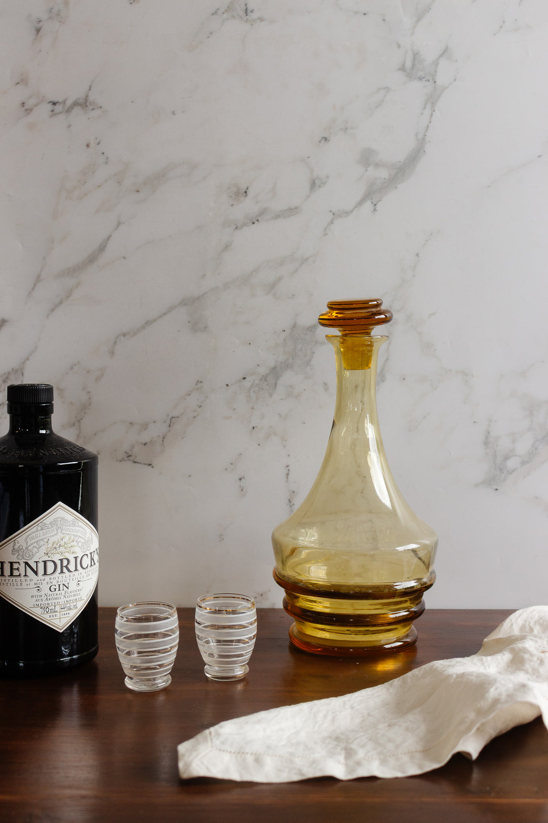 vintage french amber glass decanter
