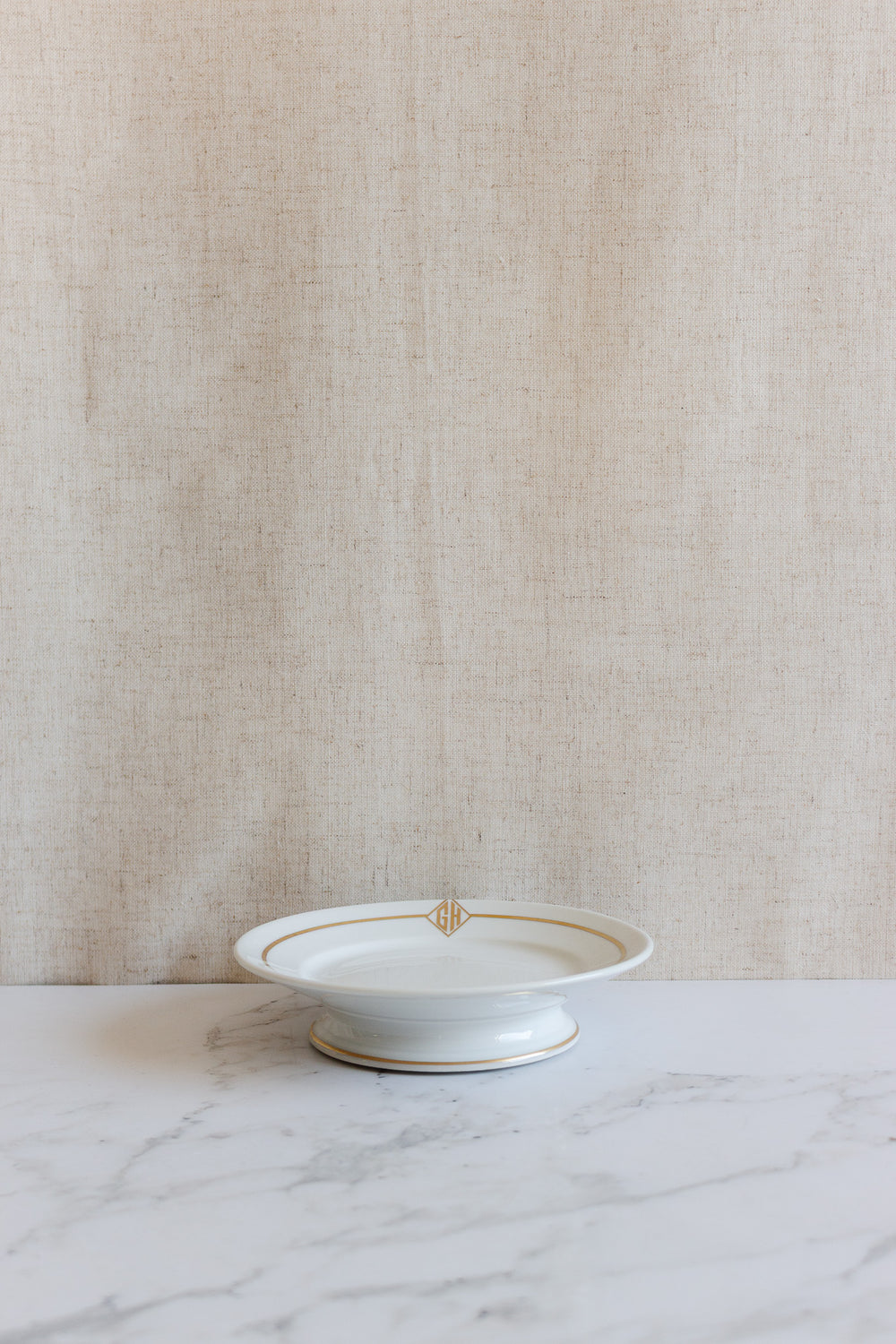 antique french "petit" monogrammed GH cake plate by charlions & cie