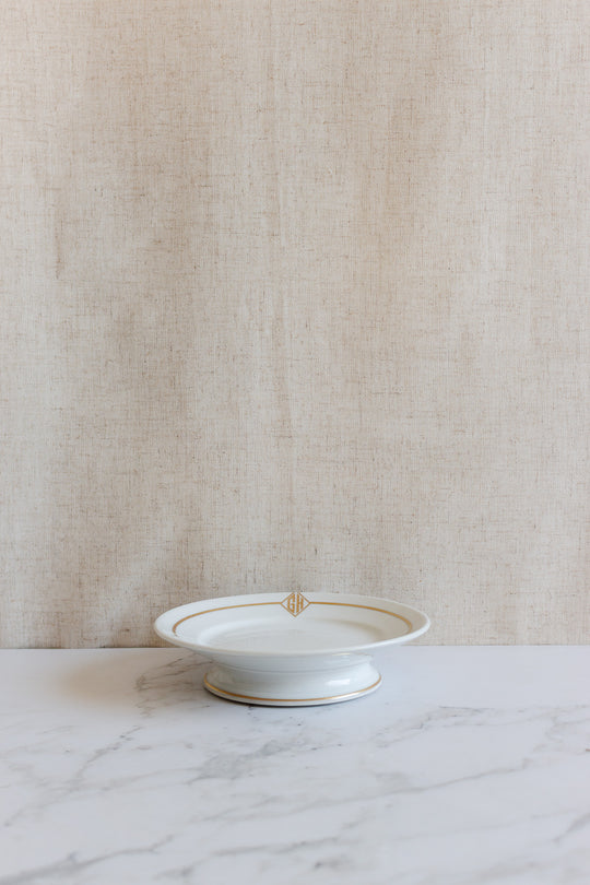 antique french "petit" monogrammed GH cake plate by charlions & cie