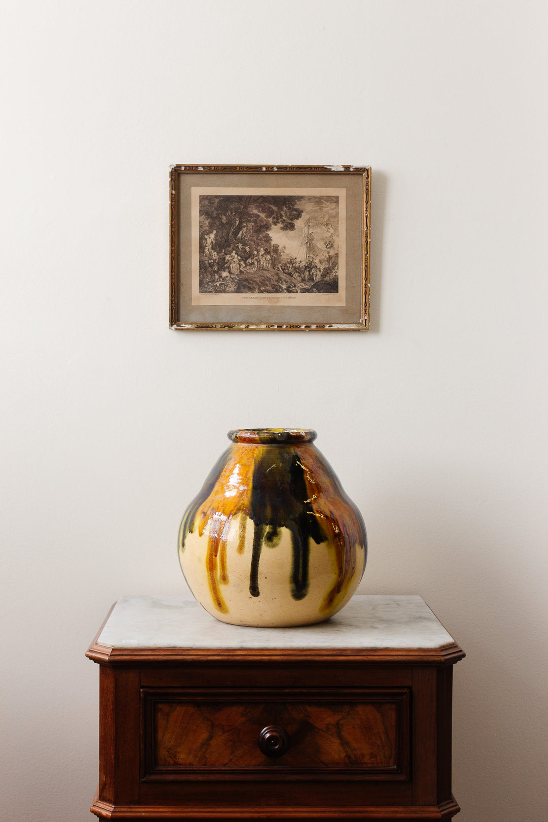 vintage french artisan drip pottery