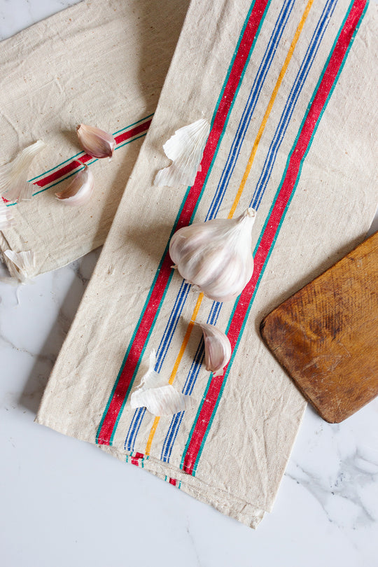 antique french striped torchon