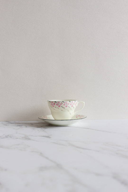 vintage English Sutherland china hand painted teacup and saucer