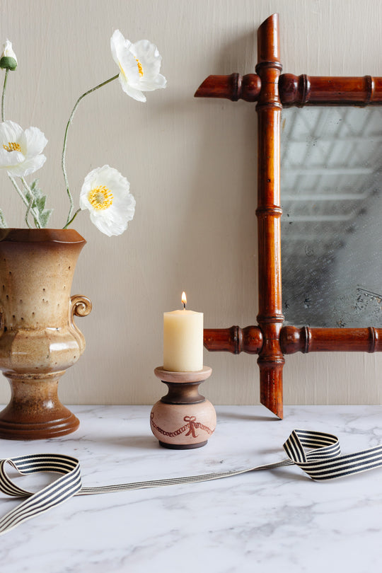 vintage German handpainted wooden candlestick